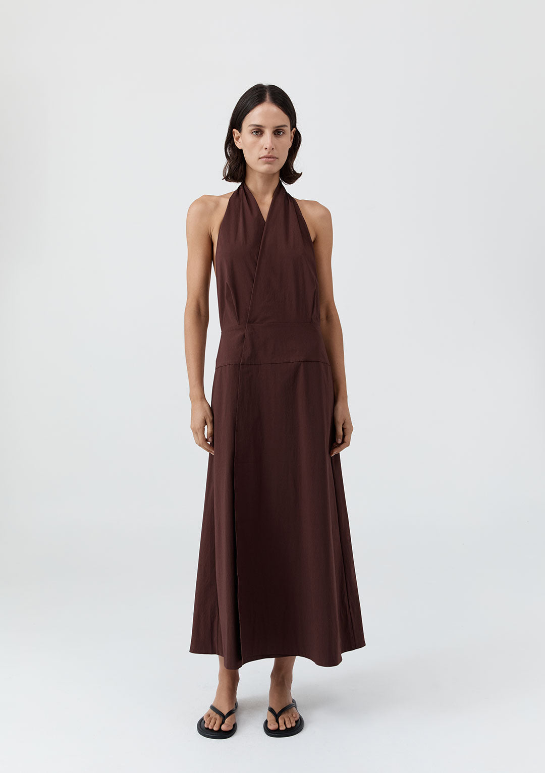 ST AGNI HALTER WRAP DRESS IN LIQUEUR