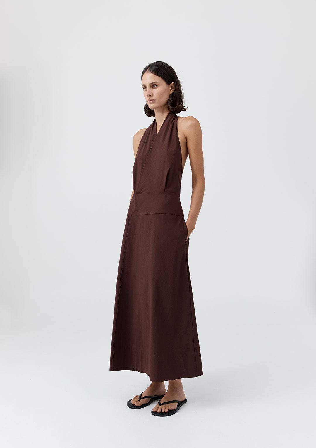 ST AGNI HALTER WRAP DRESS IN LIQUEUR
