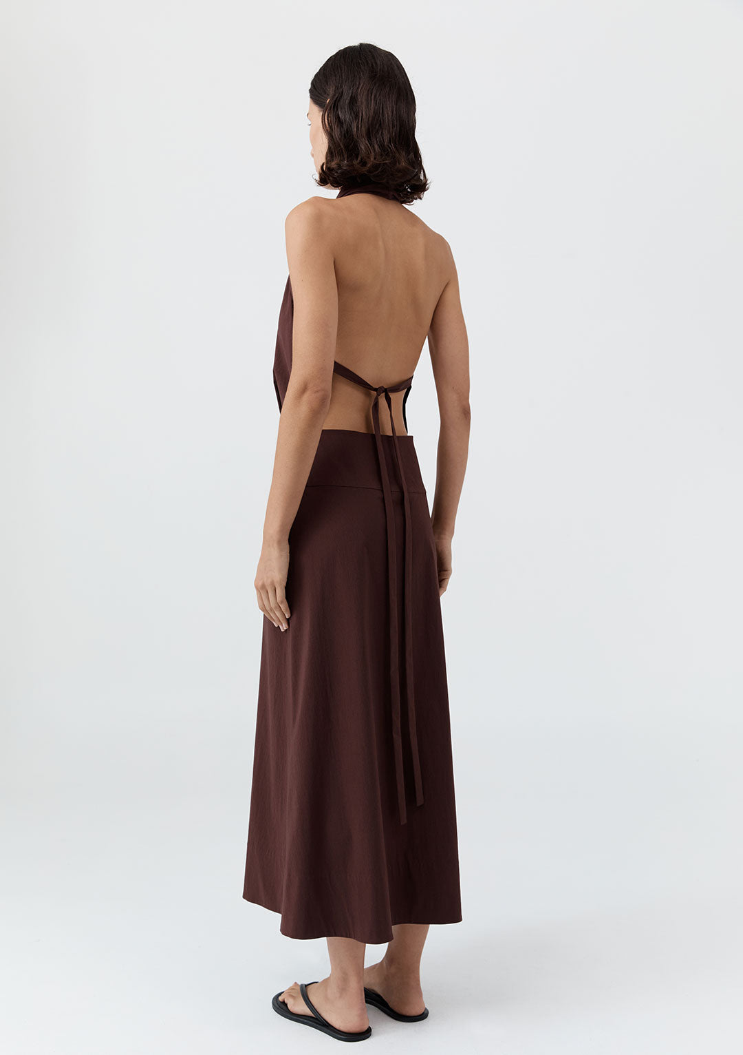 ST AGNI HALTER WRAP DRESS IN LIQUEUR