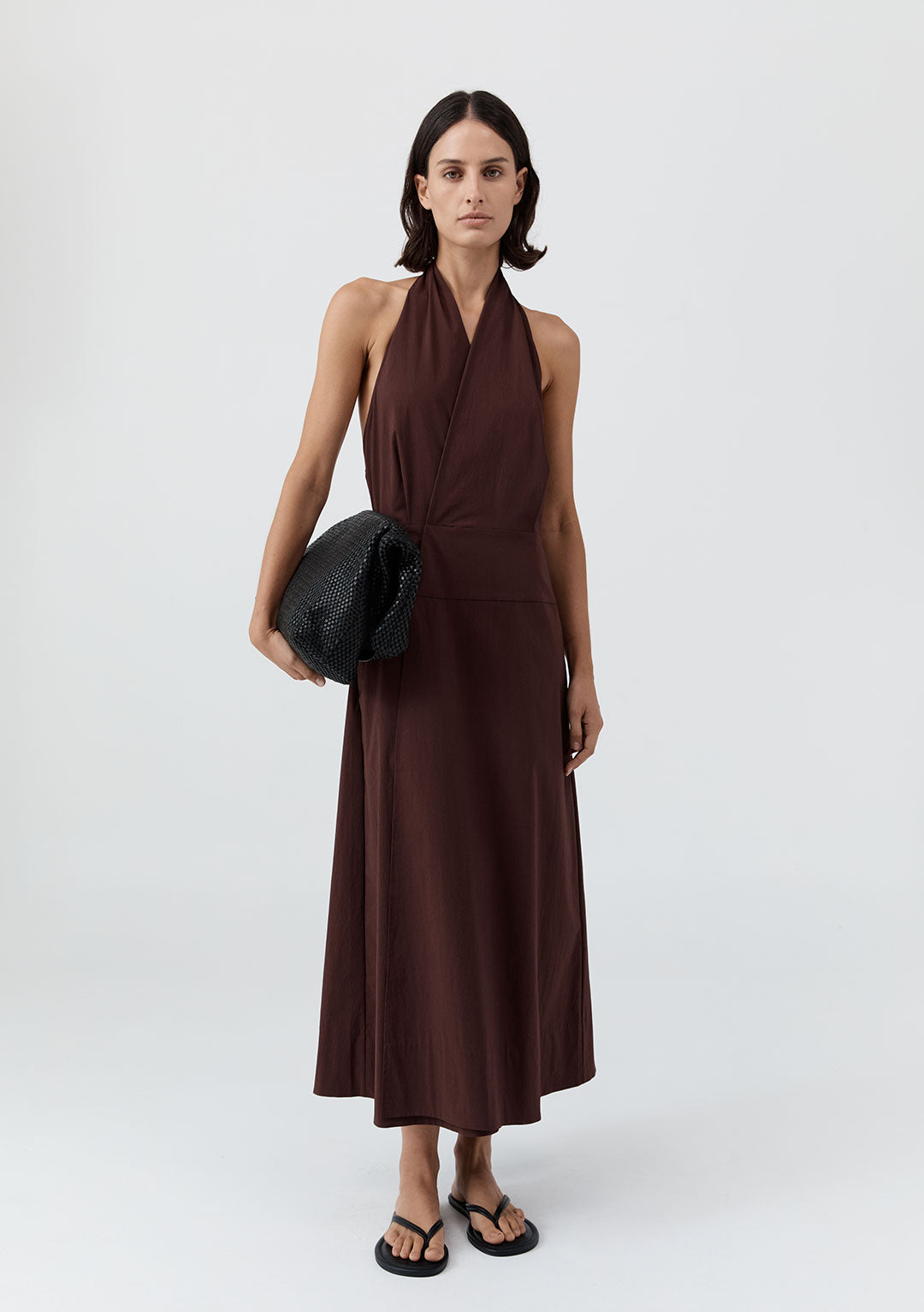 ST AGNI HALTER WRAP DRESS IN LIQUEUR