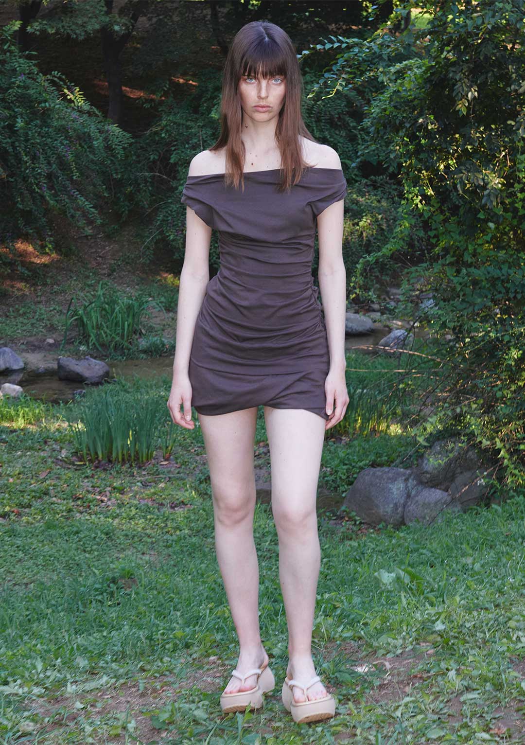 OPEN YY DRAPED MINI DRESS