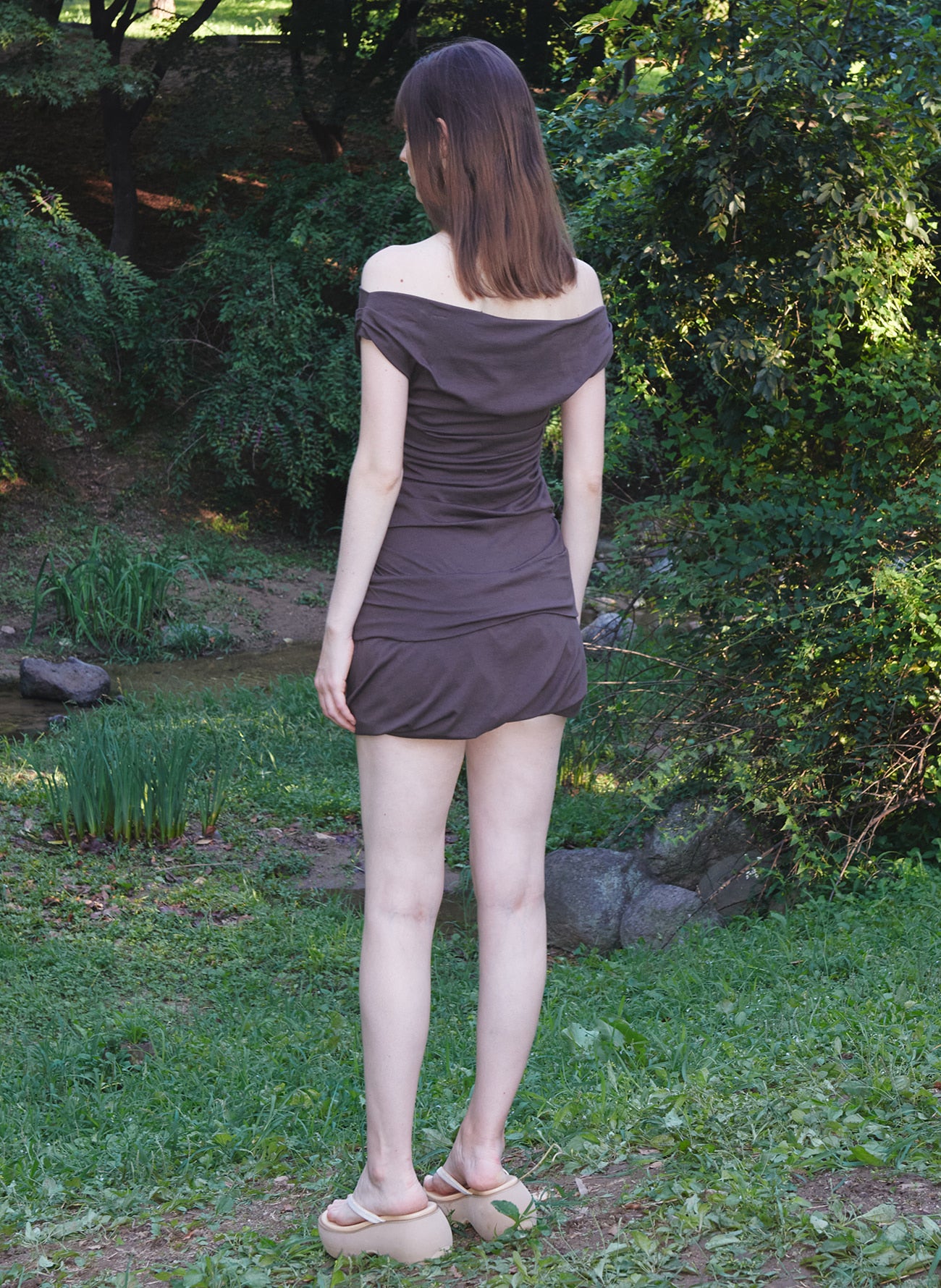 OPEN YY DRAPED MINI DRESS