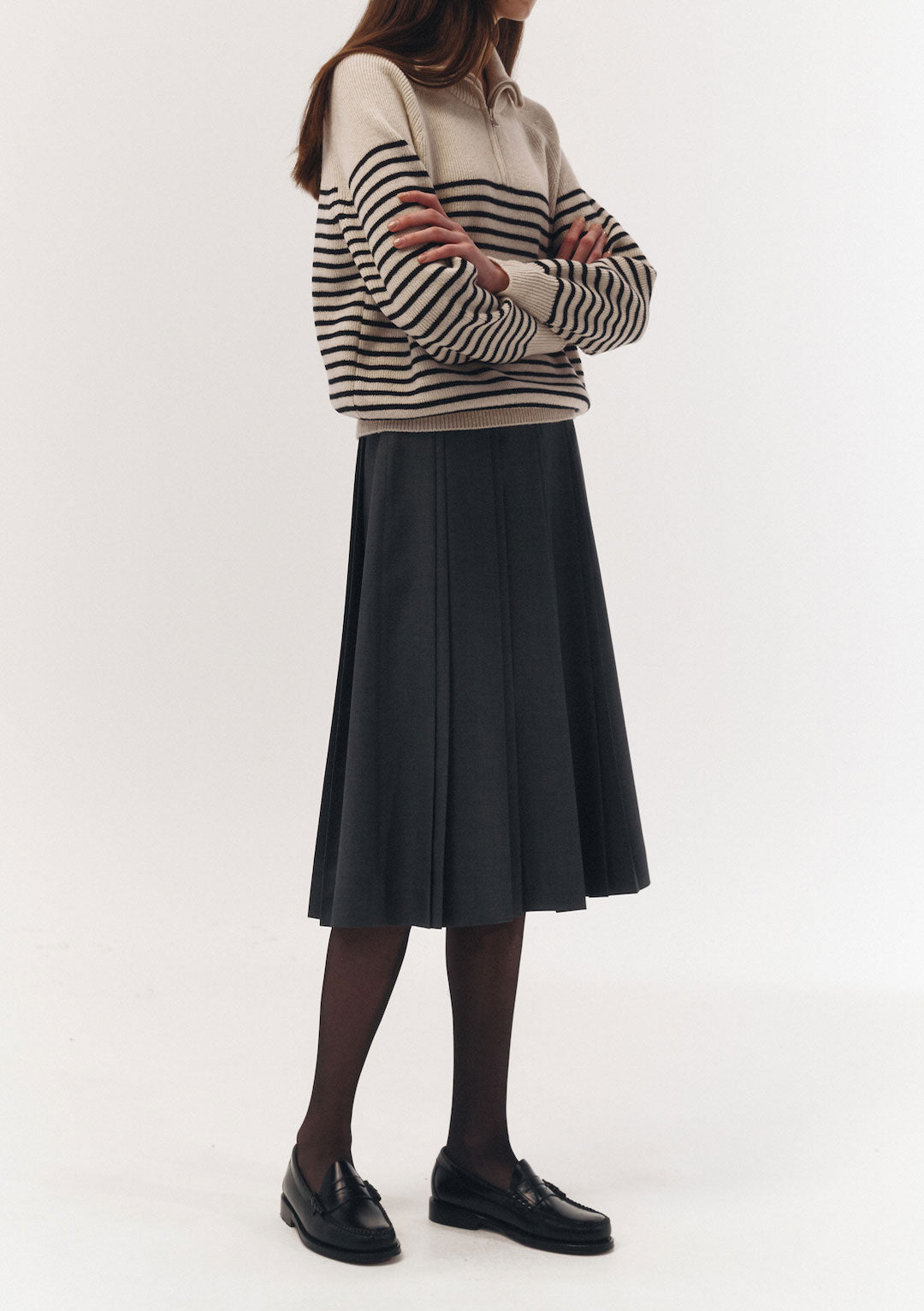 DUNST Unisex Half Zip-Up Stripe Knit