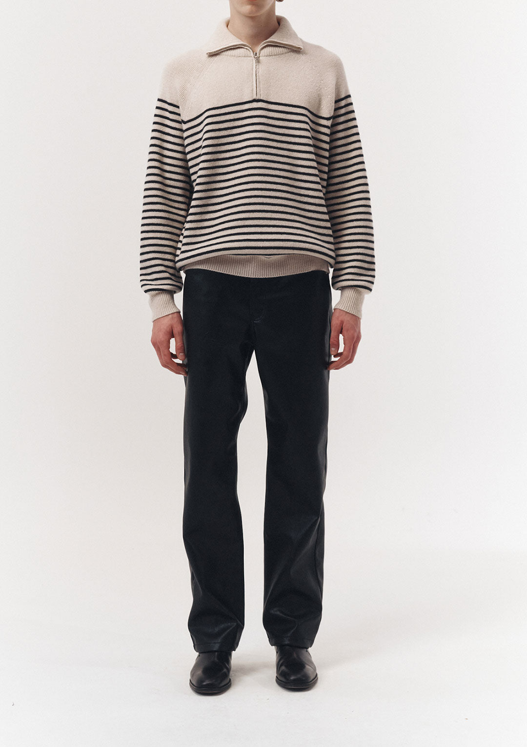 DUNST Unisex Half Zip-Up Stripe Knit