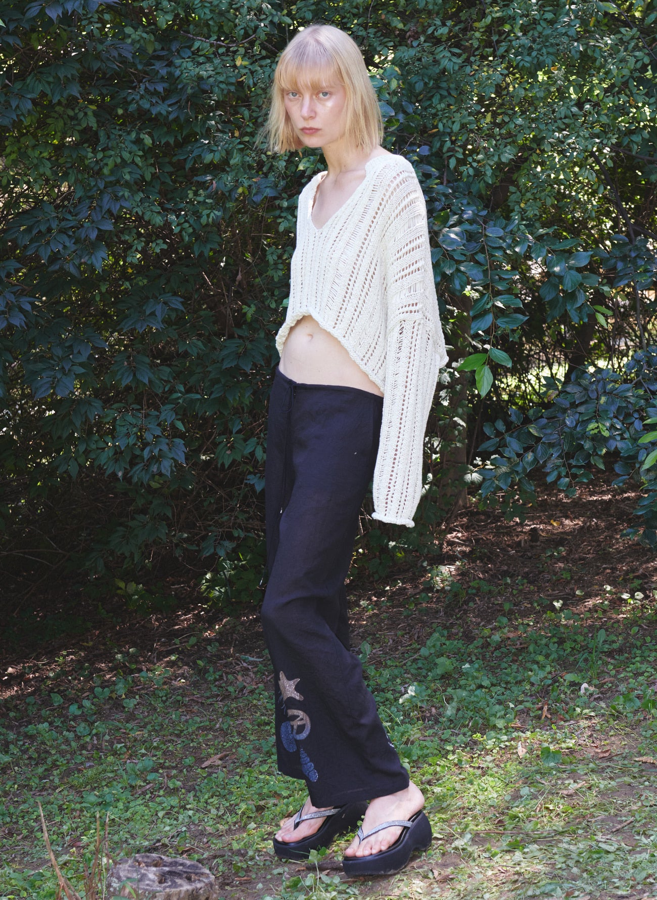 OPEN YY V-NECK OPEN SWEATER