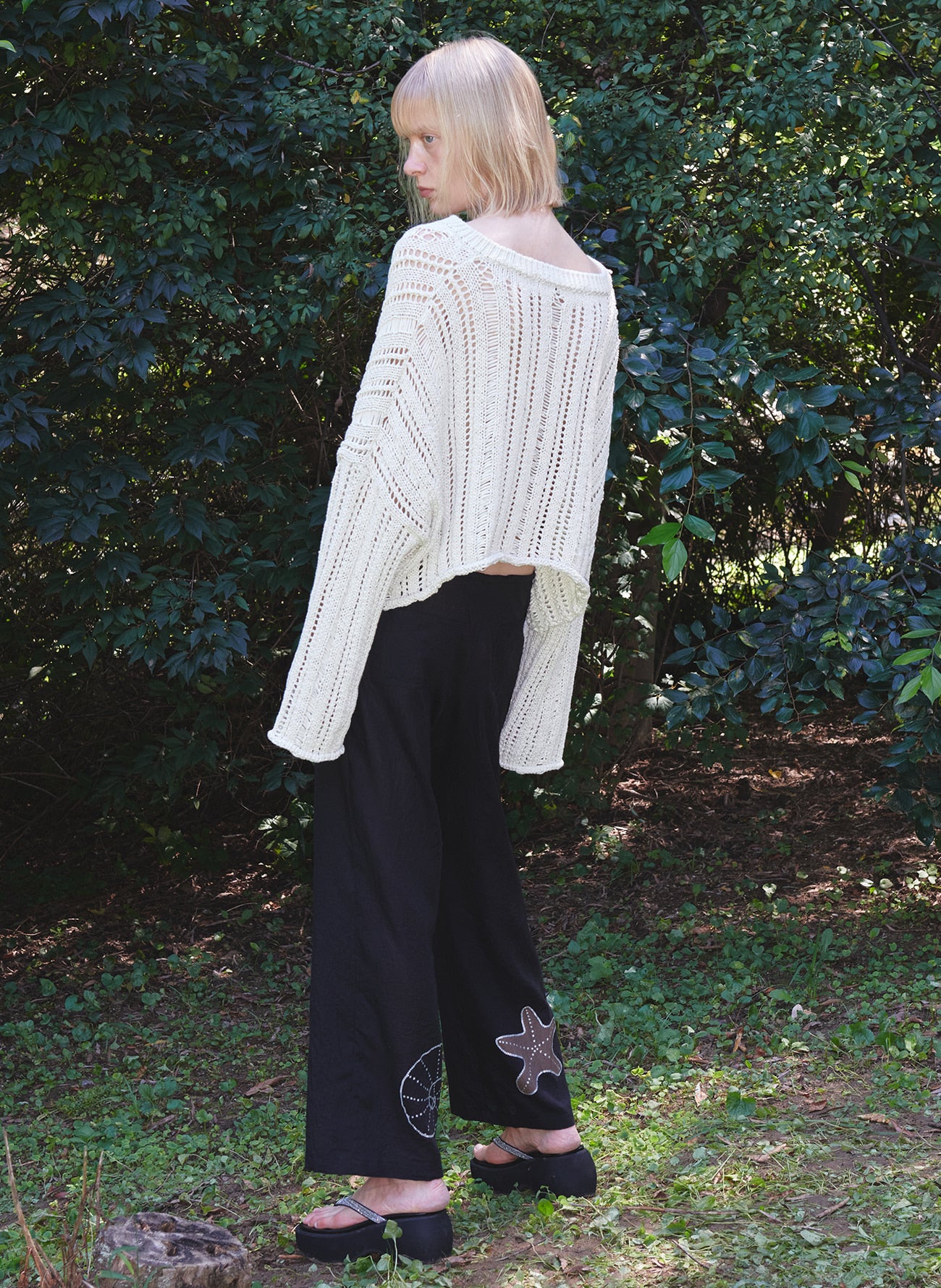 OPEN YY V-NECK OPEN SWEATER