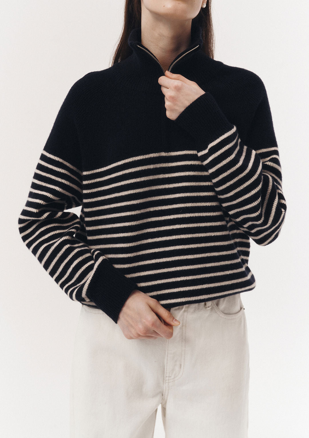 DUNST Unisex Half Zip-Up Stripe Knit