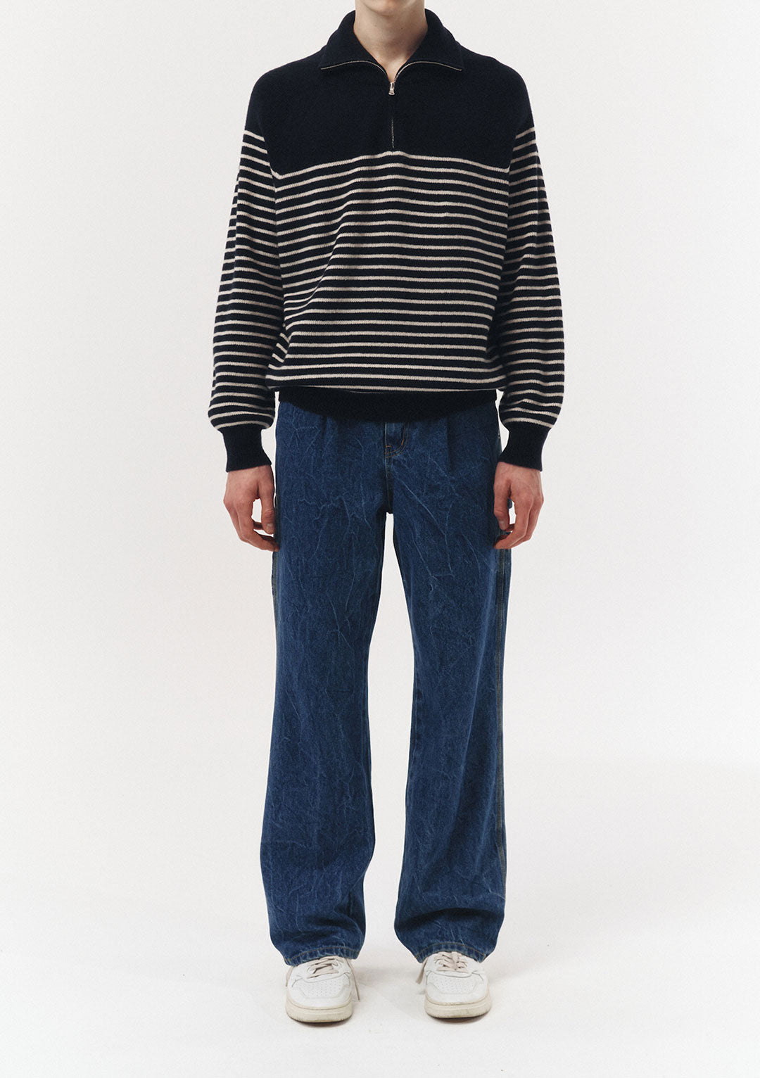 DUNST Unisex Half Zip-Up Stripe Knit