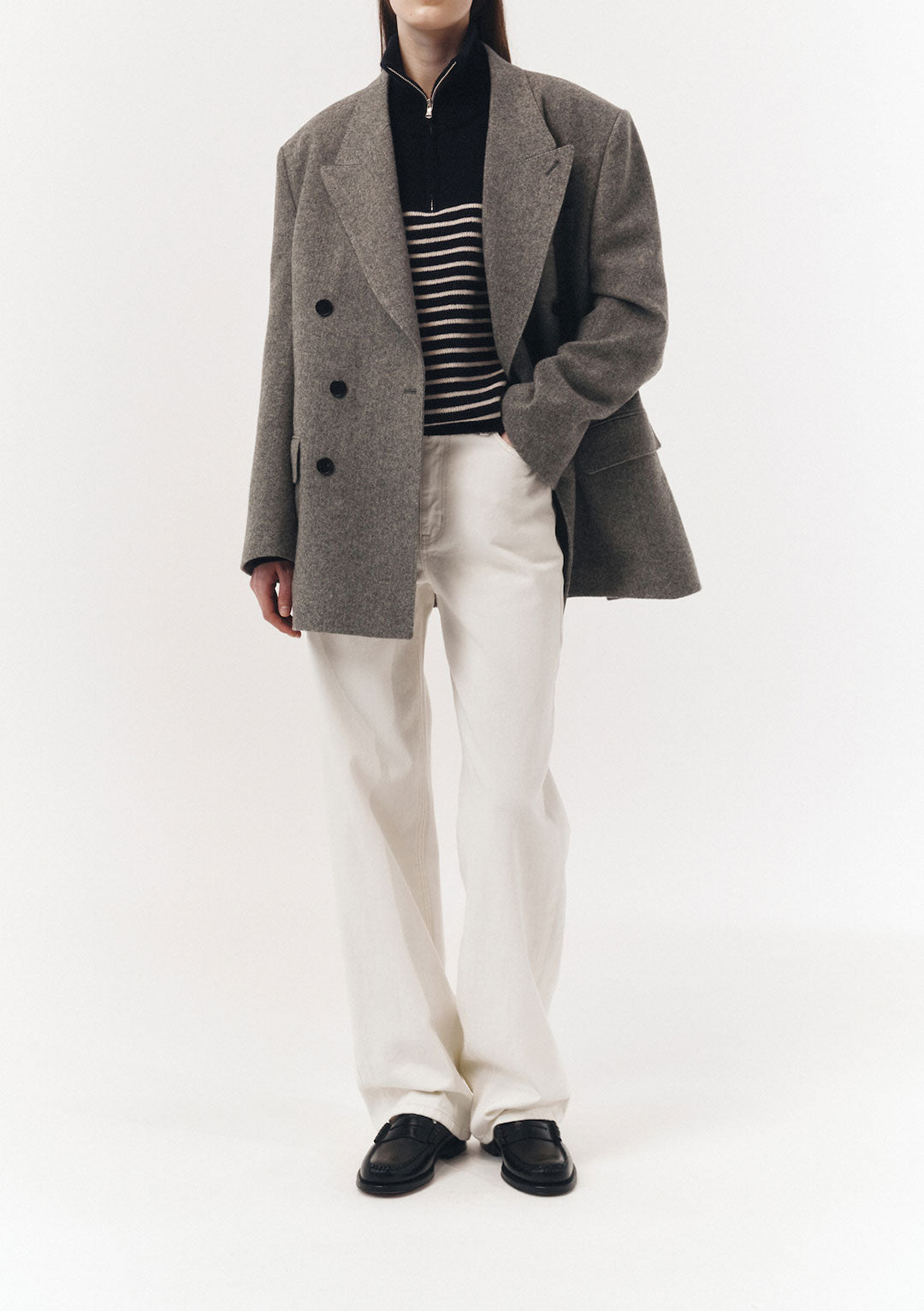 DUNST Unisex Half Zip-Up Stripe Knit
