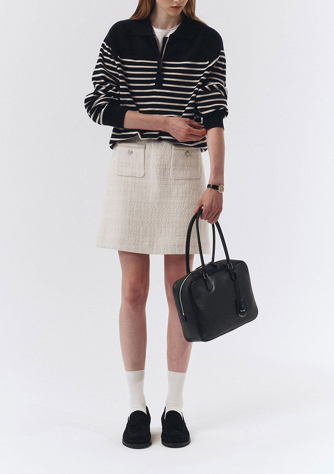 DUNST Unisex Half Zip-Up Stripe Knit