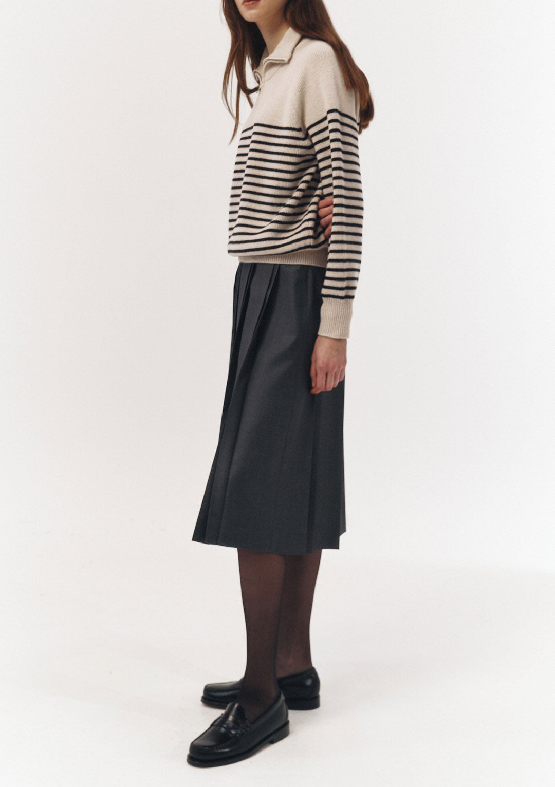 DUNST Unisex Half Zip-Up Stripe Knit