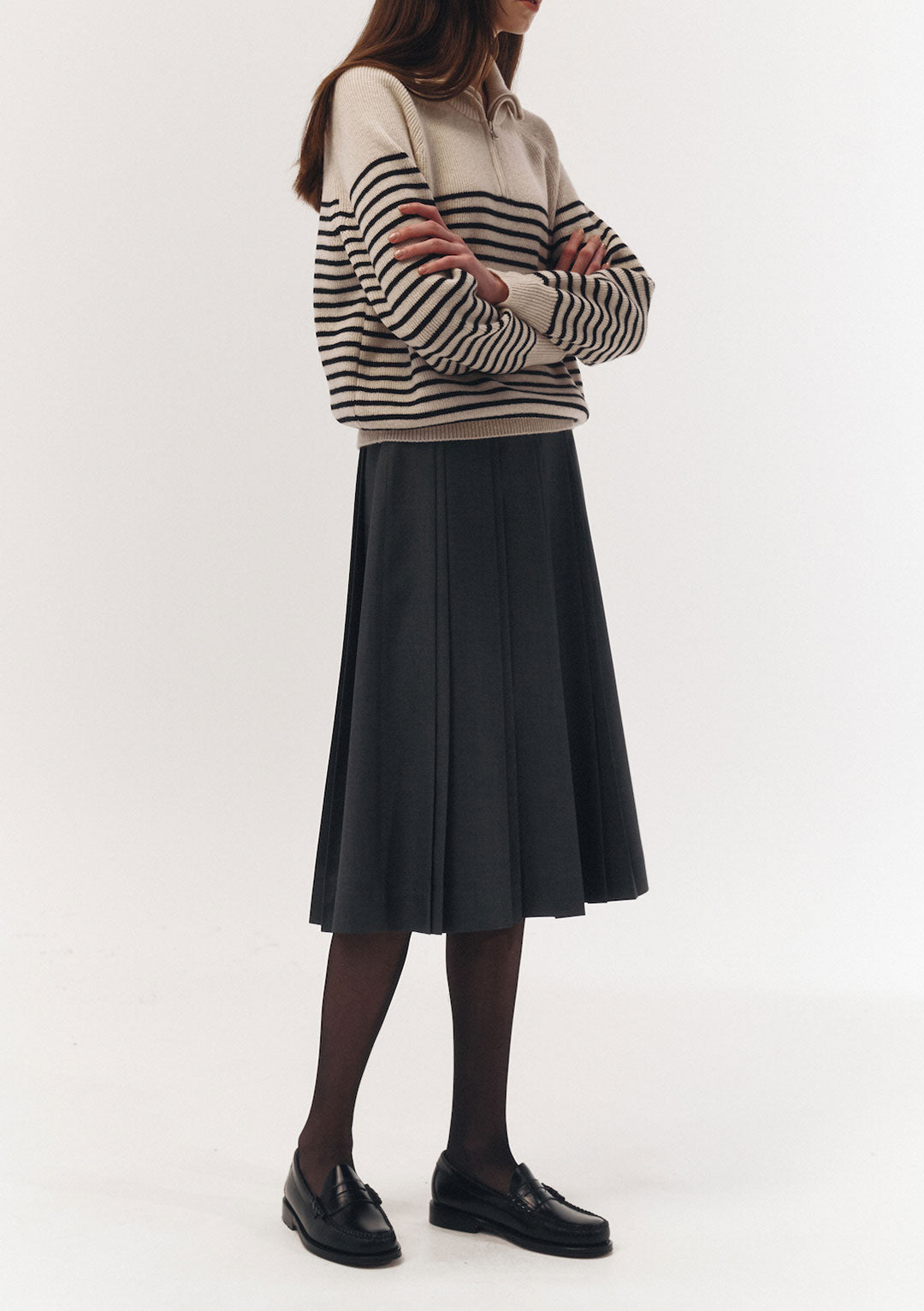 DUNST Unisex Half Zip-Up Stripe Knit