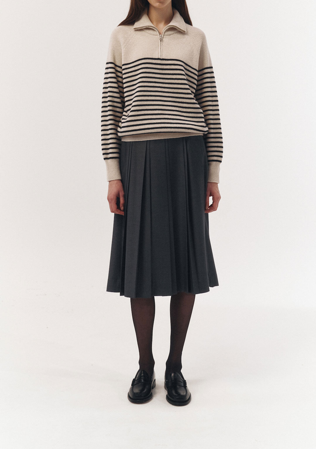 DUNST Unisex Half Zip-Up Stripe Knit