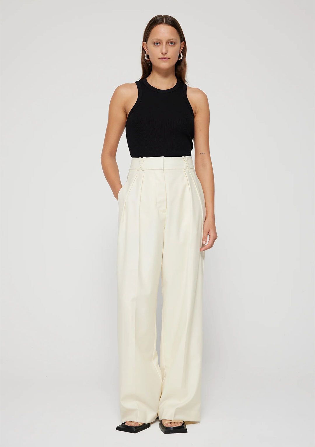 RÓHE MERCERISED COTTON RIB TANKTOP