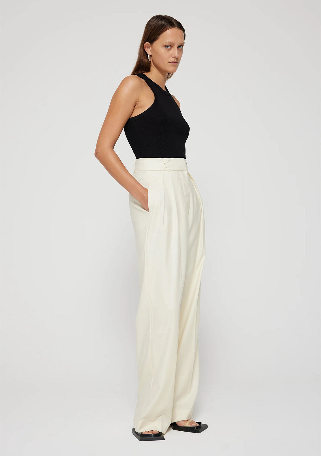 RÓHE MERCERISED COTTON RIB TANKTOP