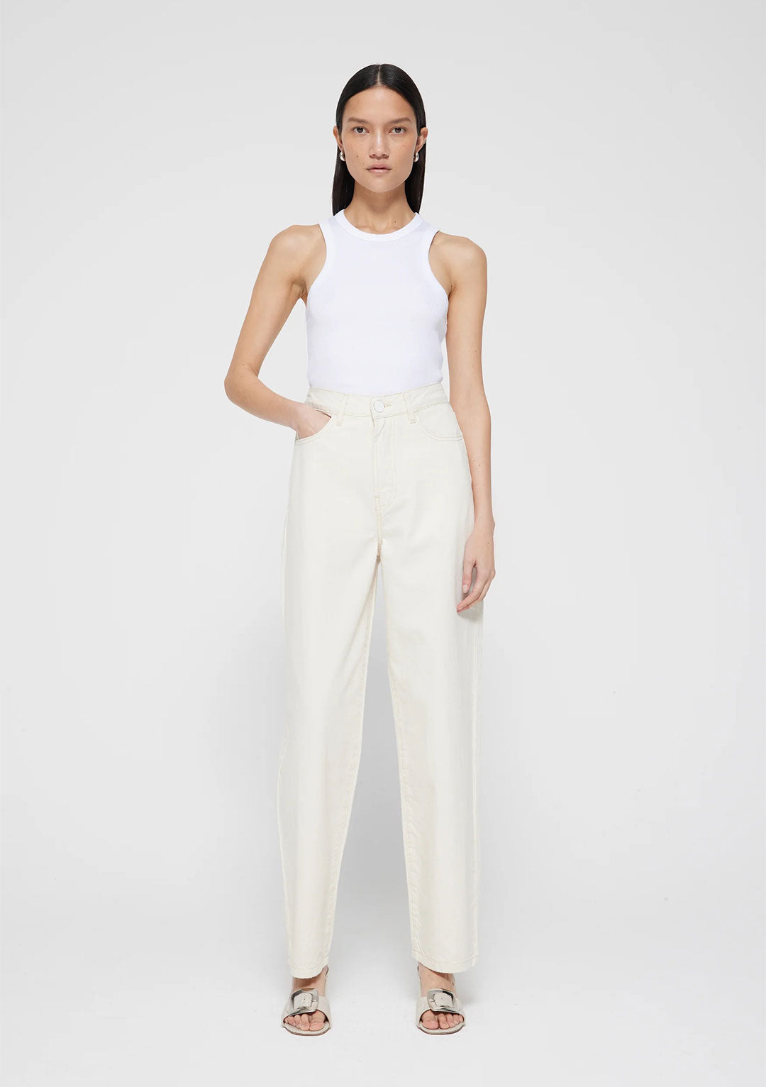 RÓHE MERCERISED COTTON RIB TANKTOP