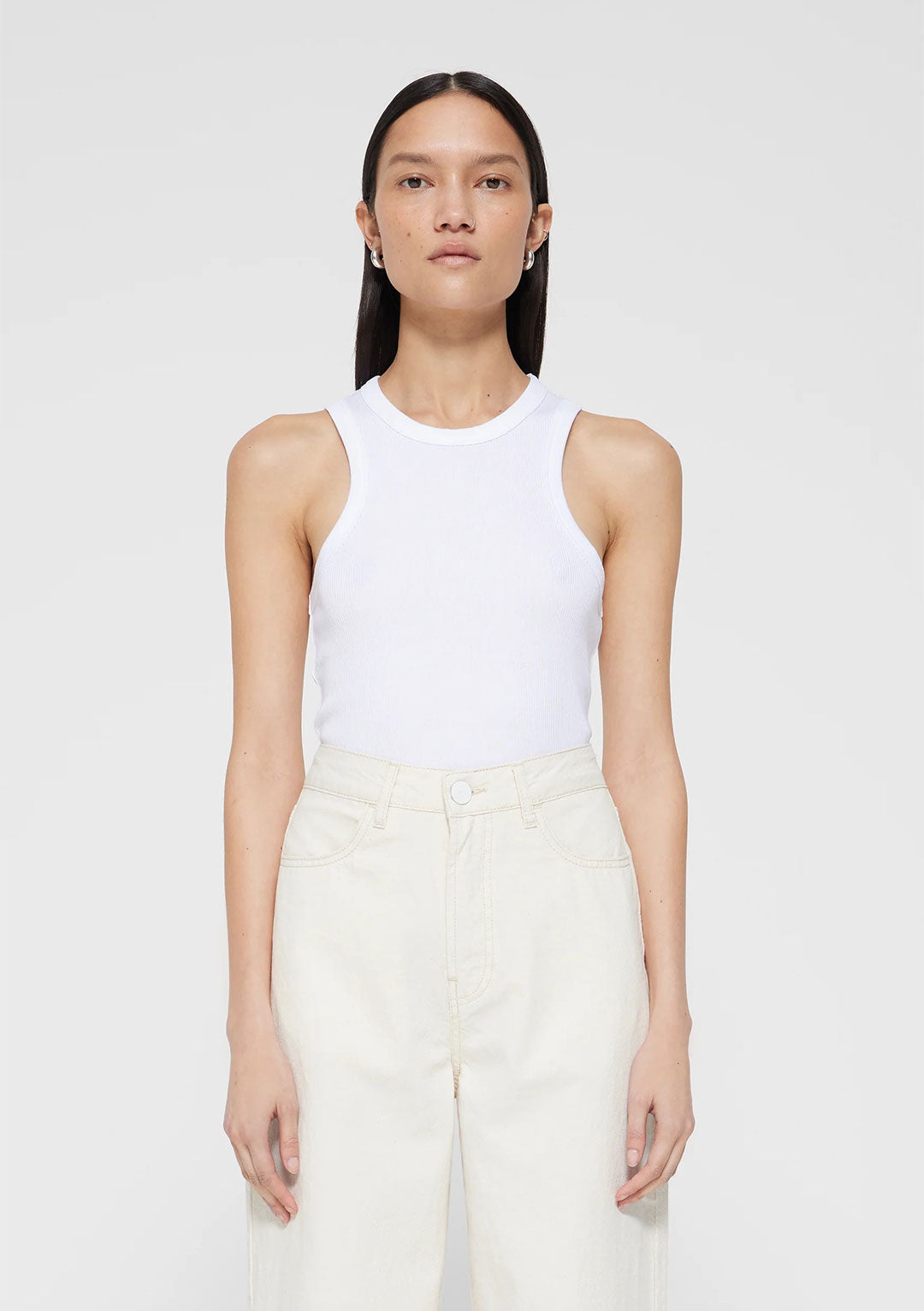 RÓHE MERCERISED COTTON RIB TANKTOP