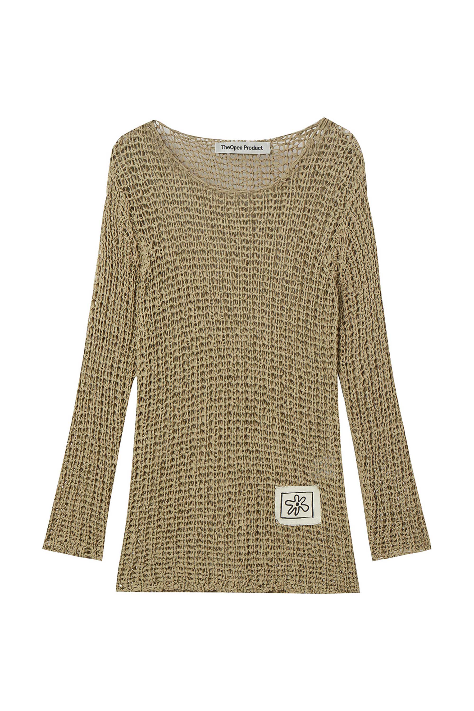 OPEN YY FLOWER PATCH KNIT PULLOVER