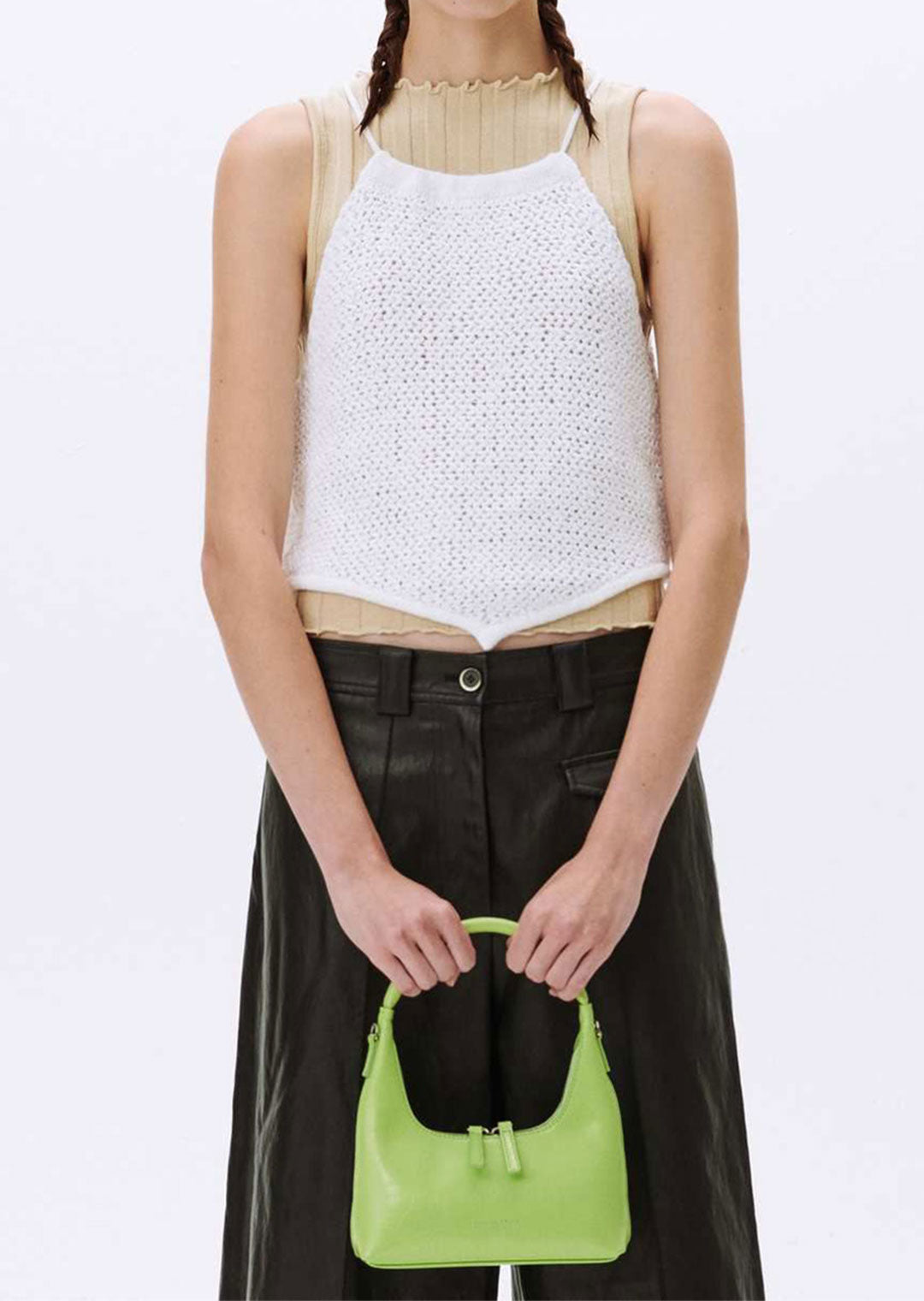 MARGESHERWOOD Hobo Mini + Strap Green Bean Crinkle | Bags