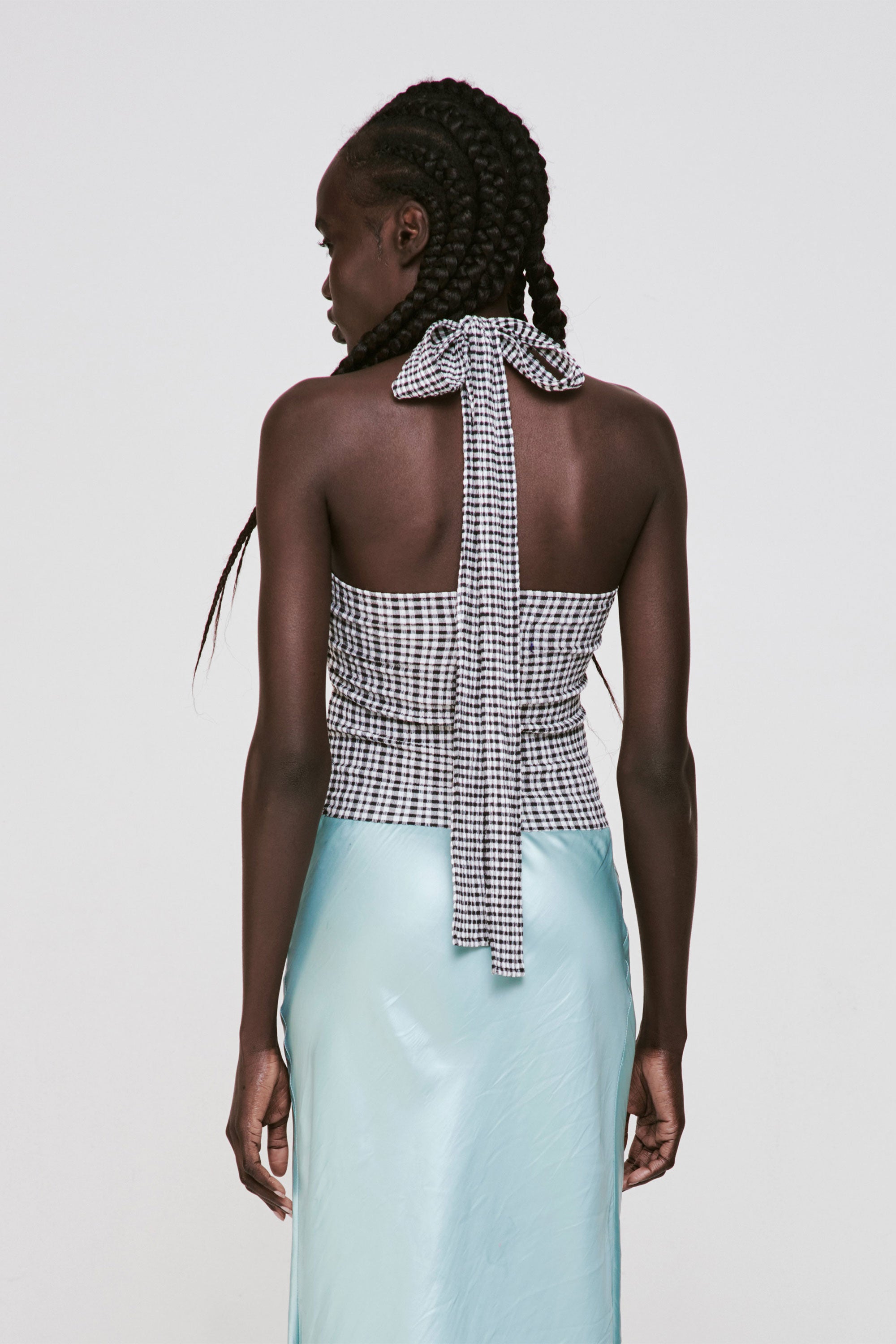 PERMANENT VACATION METAPHOR HALTERNECK - BLACK GINGHAM