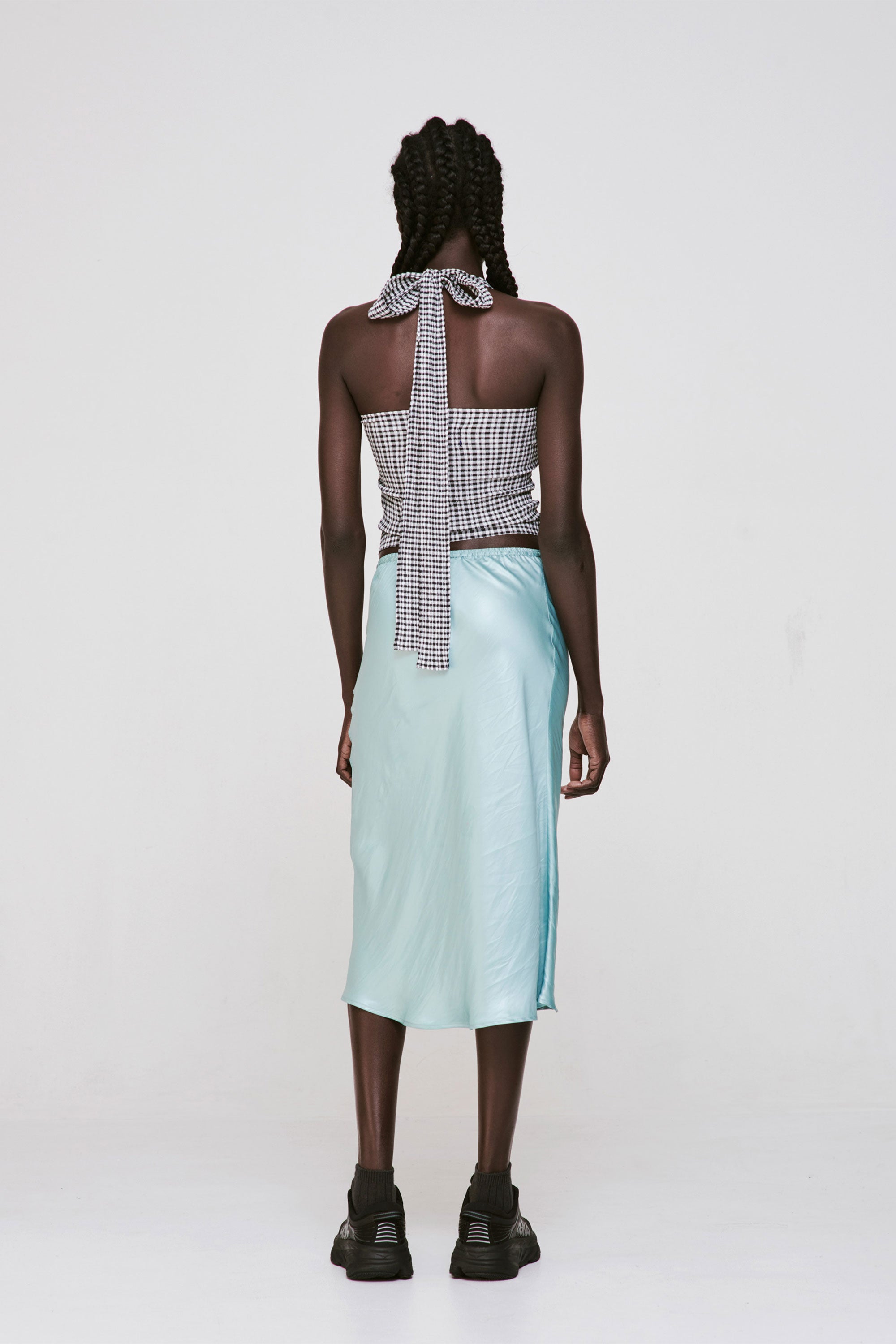 PERMANENT VACATION METAPHOR HALTERNECK - BLACK GINGHAM