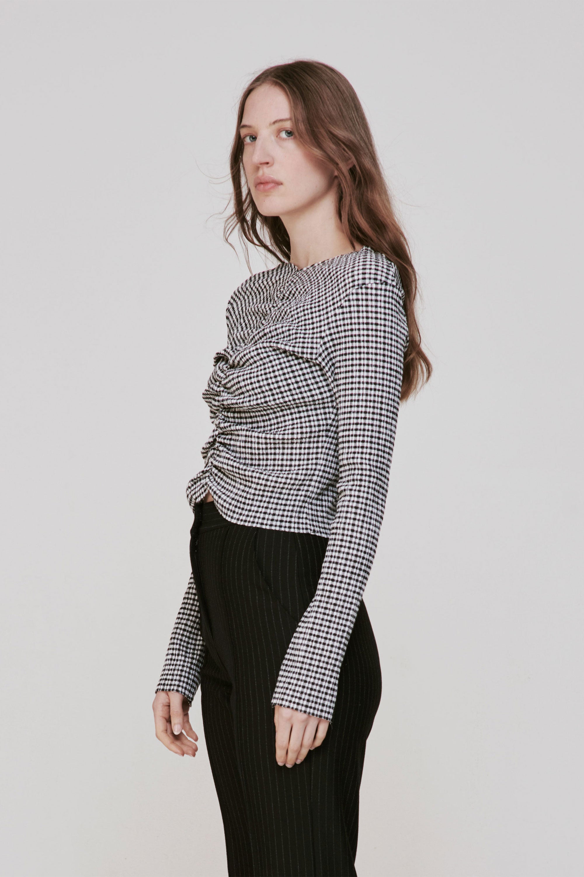 PERMANENT VACATION METAPHOR TOP - BLACK GINGHAM