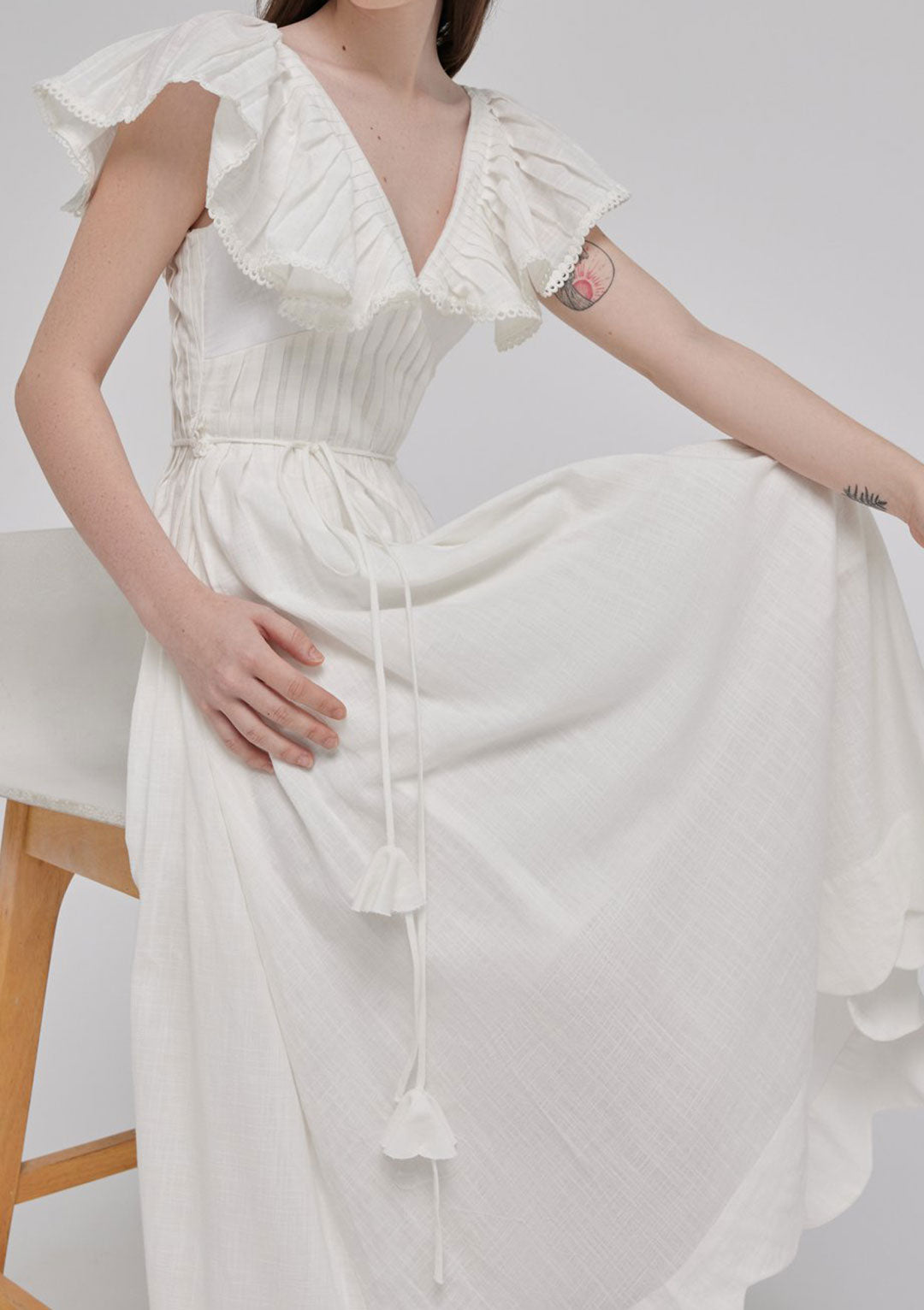 MIMOSA V-NECK LINE MIDI DRESS