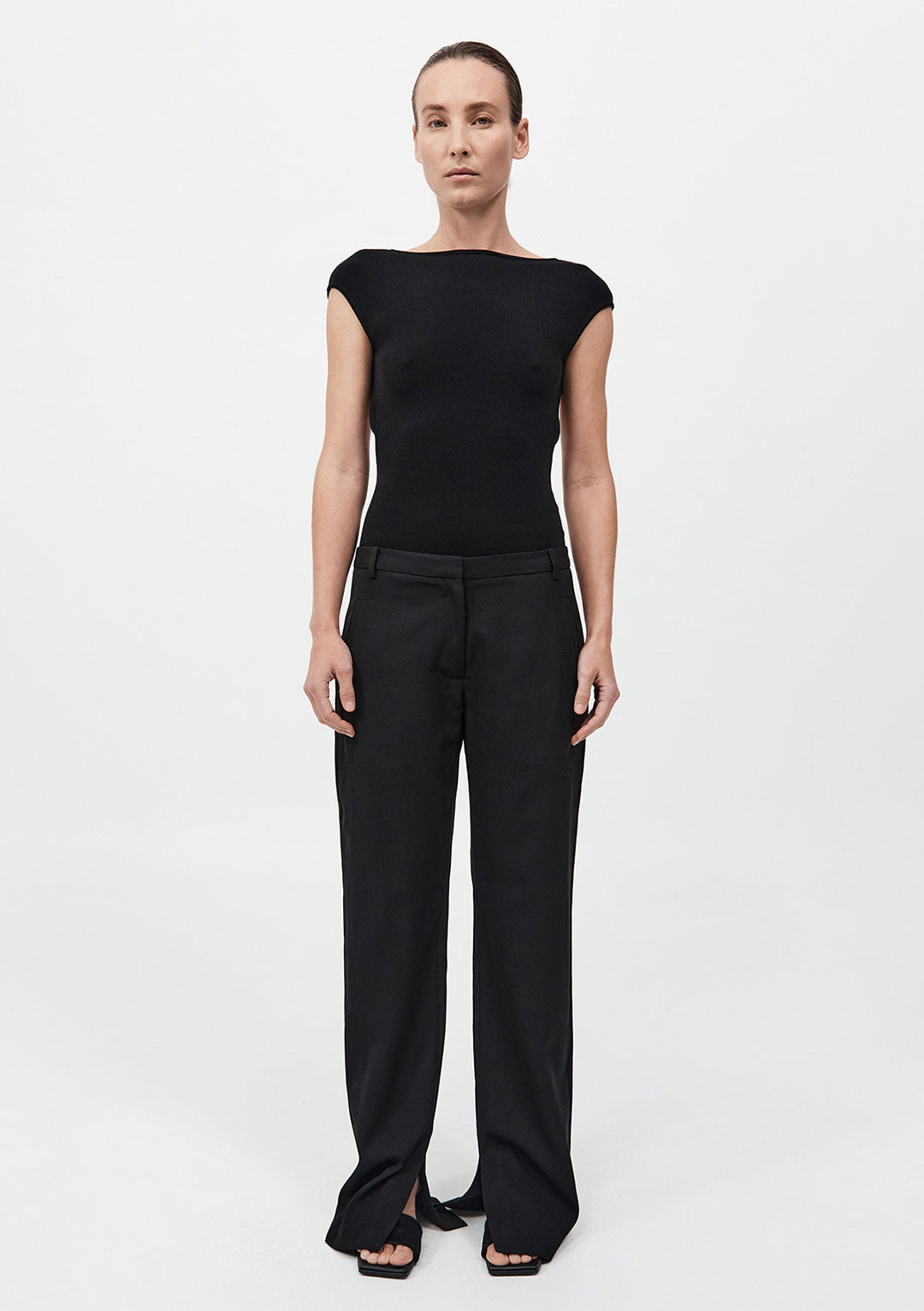 ST AGNI SCULPTED BALLET KNIT TOP BLACK