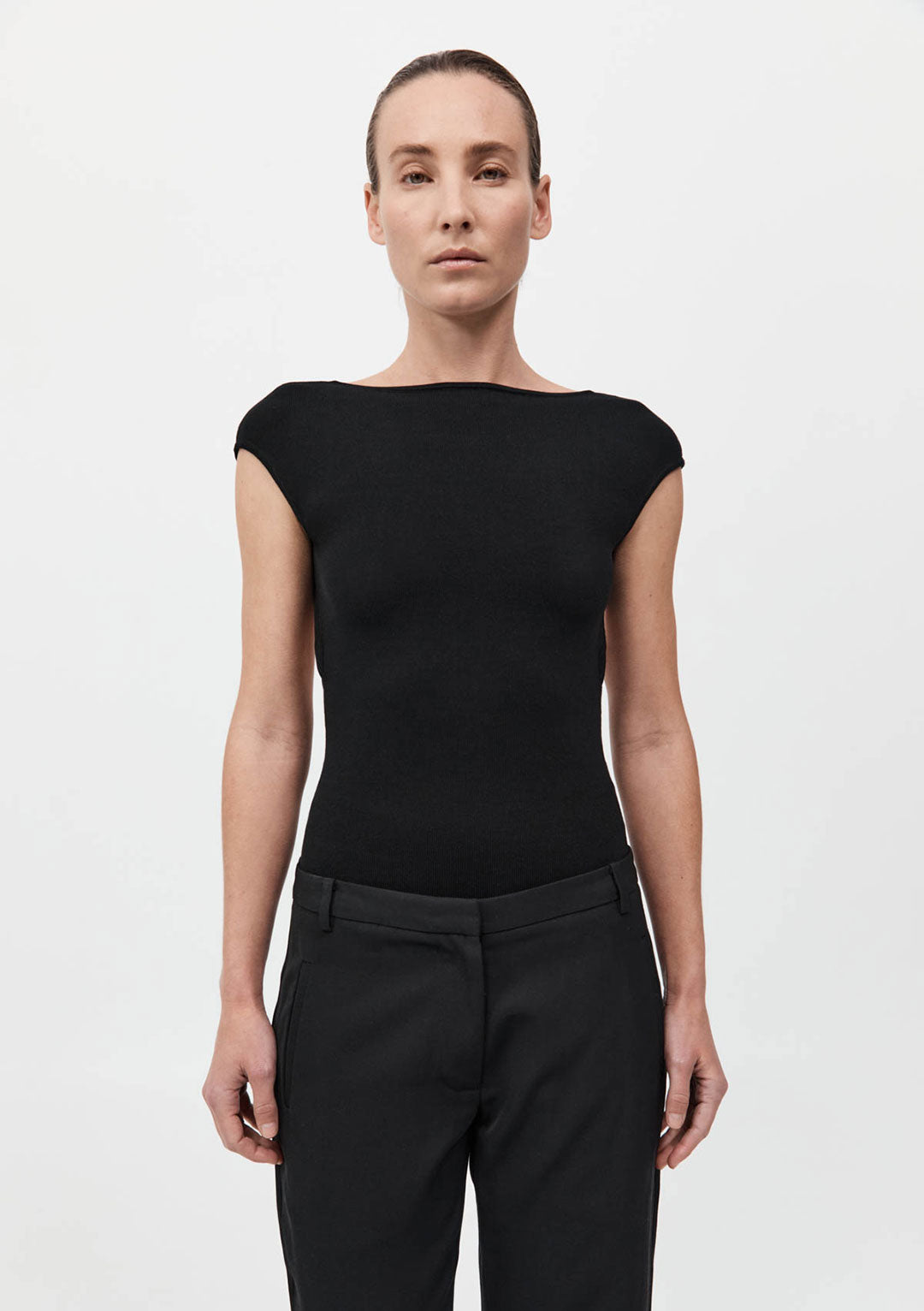 ST AGNI SCULPTED BALLET KNIT TOP BLACK
