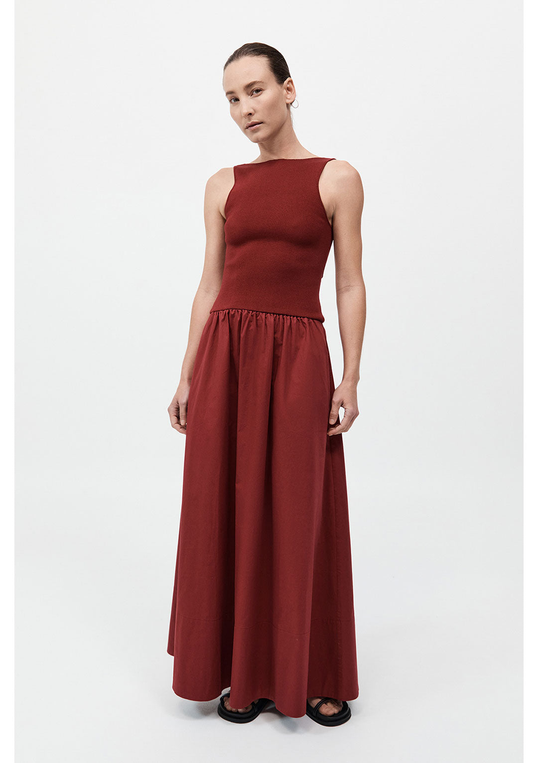 ST AGNI BATEAU CUT OUT DRESS BERRY