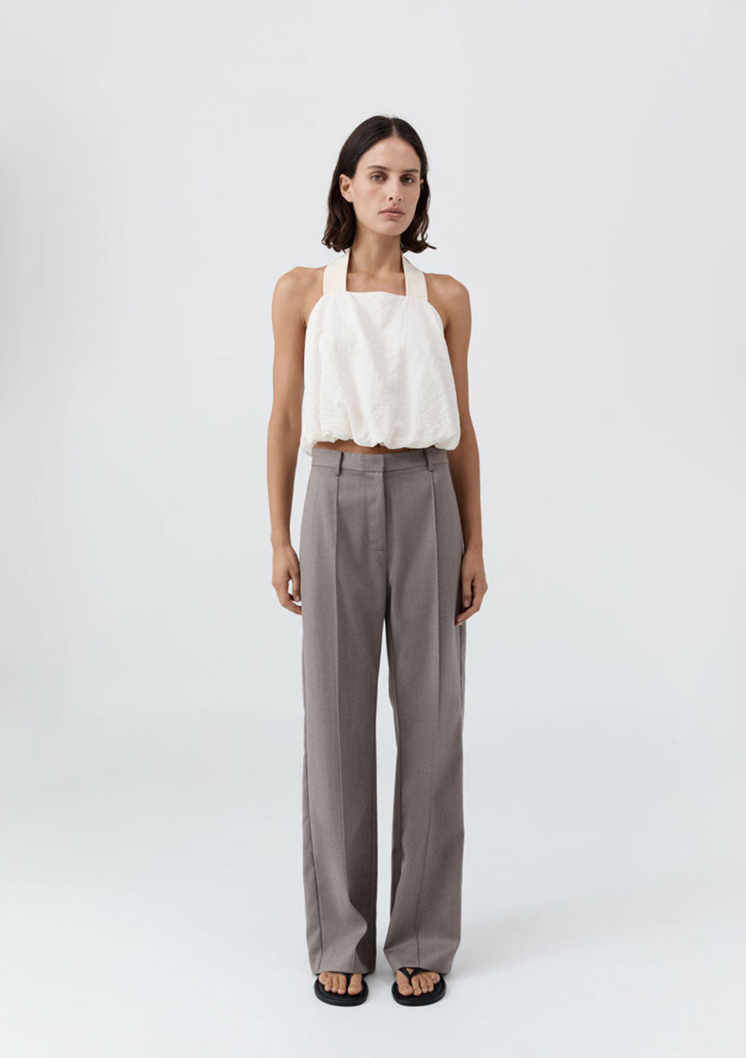 ST AGNI CLOUD TWIST HALTER TOP OFF-WHITE