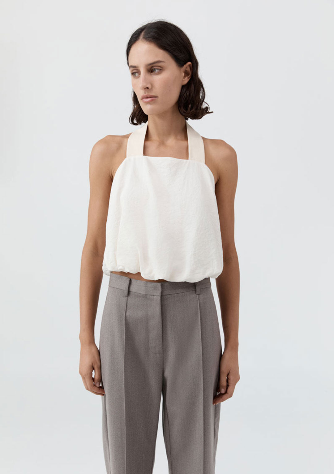 ST AGNI CLOUD TWIST HALTER TOP OFF-WHITE