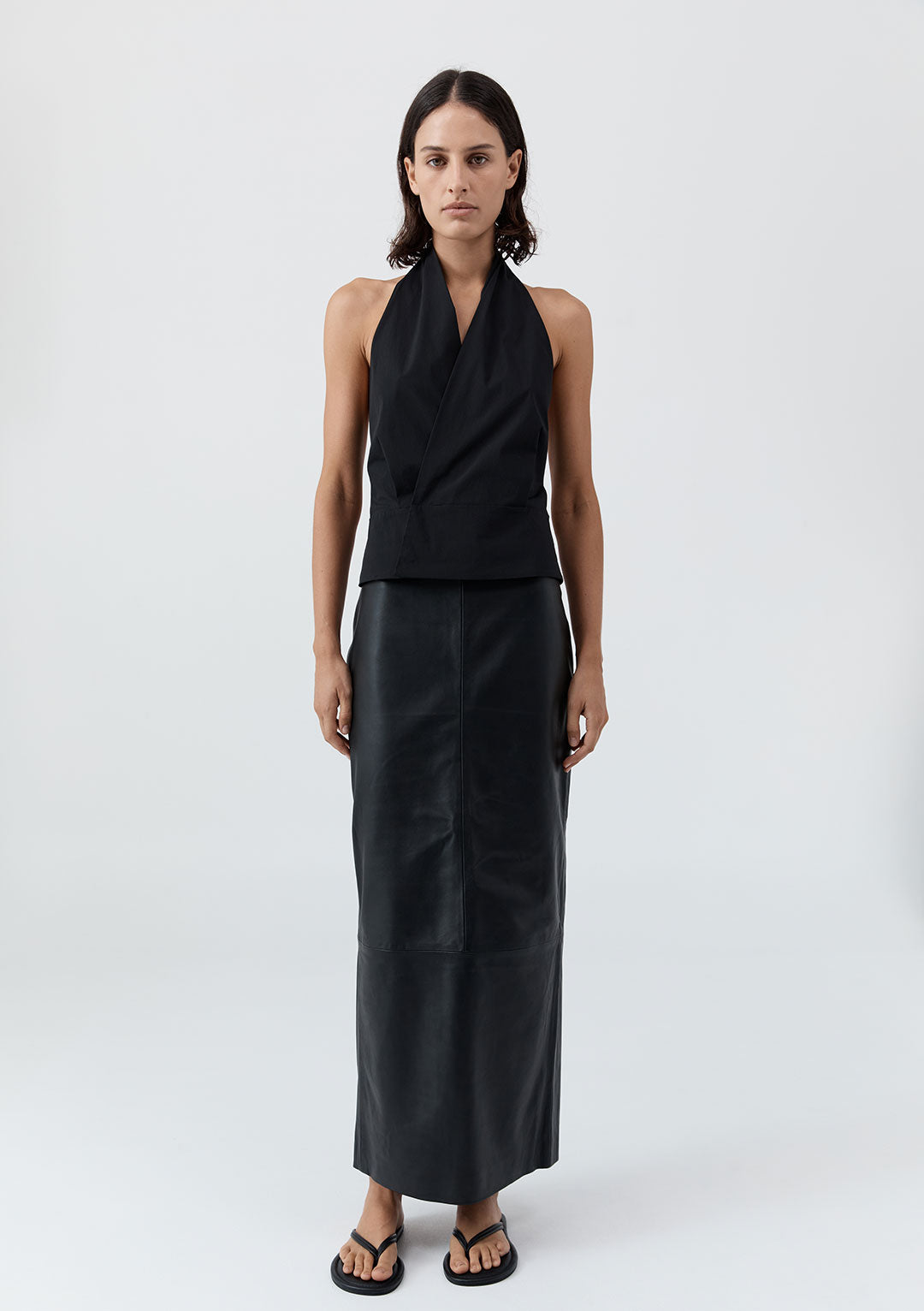 ST AGNI HALTER WRAP TOP BLACK