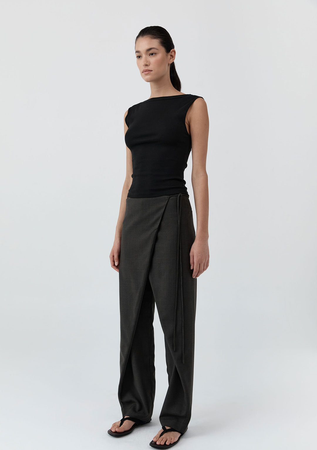 ST AGNI ORGANIC COTTON BALLERINA TOP JET BLACK