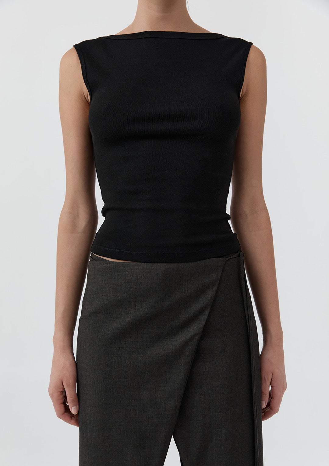 ST AGNI ORGANIC COTTON BALLERINA TOP JET BLACK