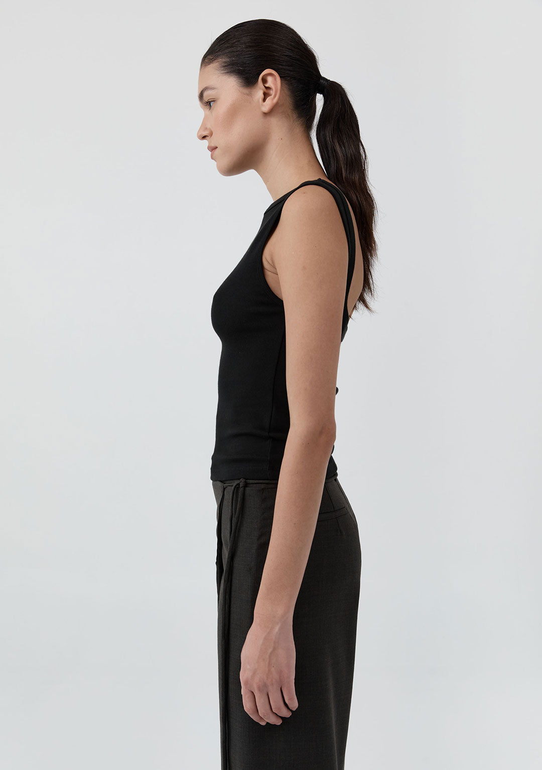 ST AGNI ORGANIC COTTON BALLERINA TOP JET BLACK