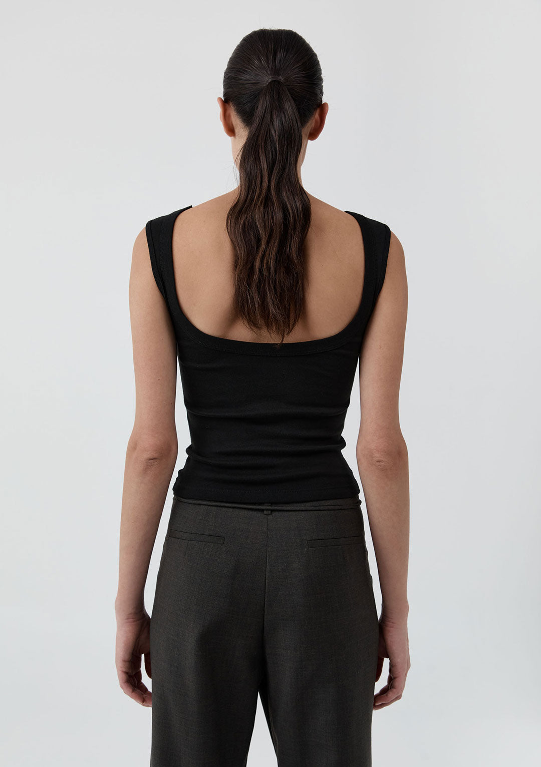 ST AGNI ORGANIC COTTON BALLERINA TOP JET BLACK