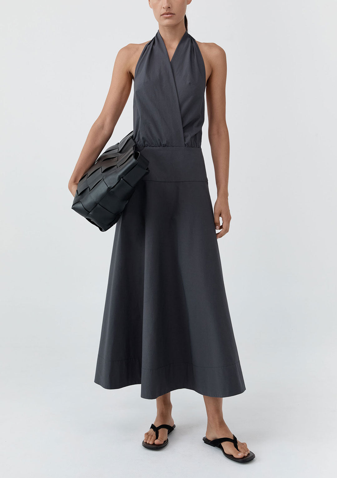 ST AGNI HALTER CIRCLE HEM DRESS IRON GLAZE