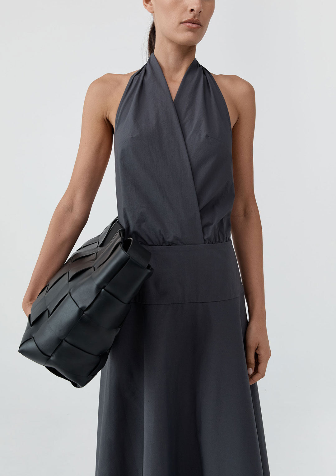 ST AGNI HALTER CIRCLE HEM DRESS IRON GLAZE