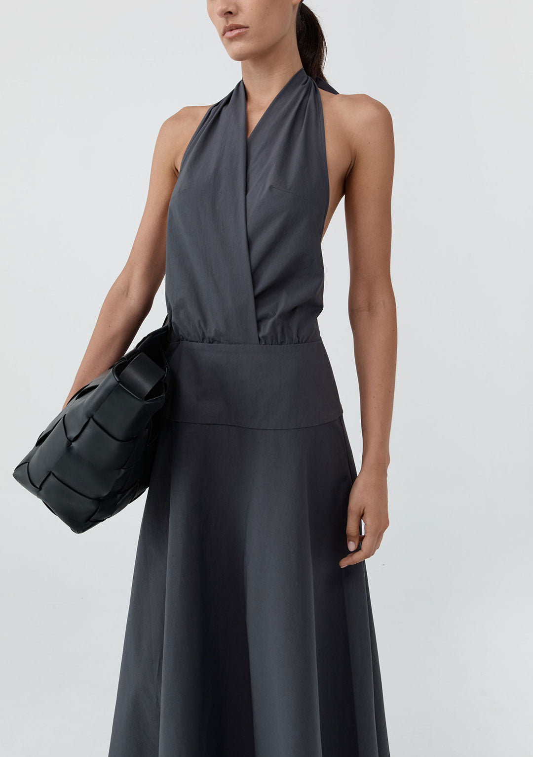 ST AGNI HALTER CIRCLE HEM DRESS IRON GLAZE