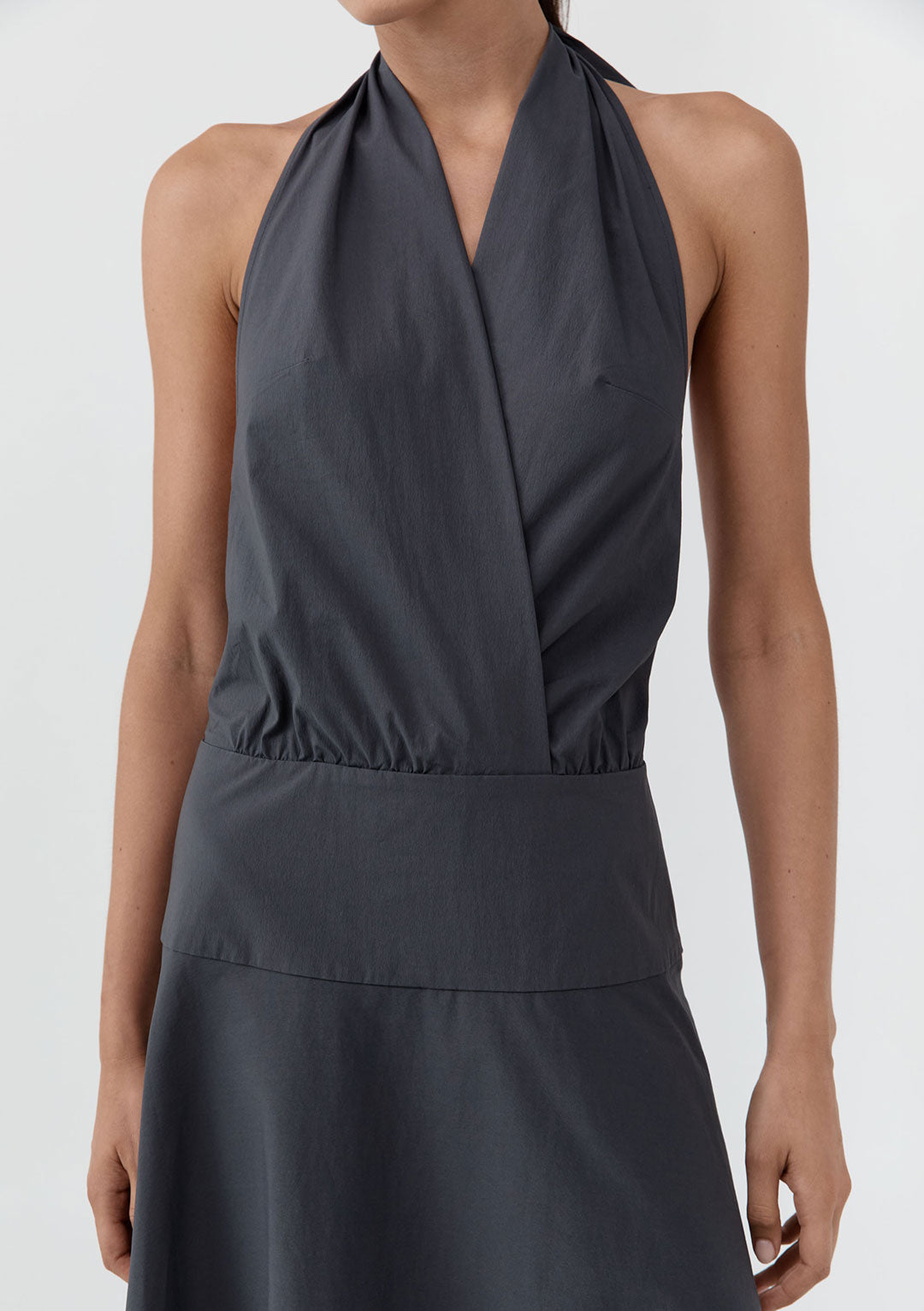 ST AGNI HALTER CIRCLE HEM DRESS IRON GLAZE