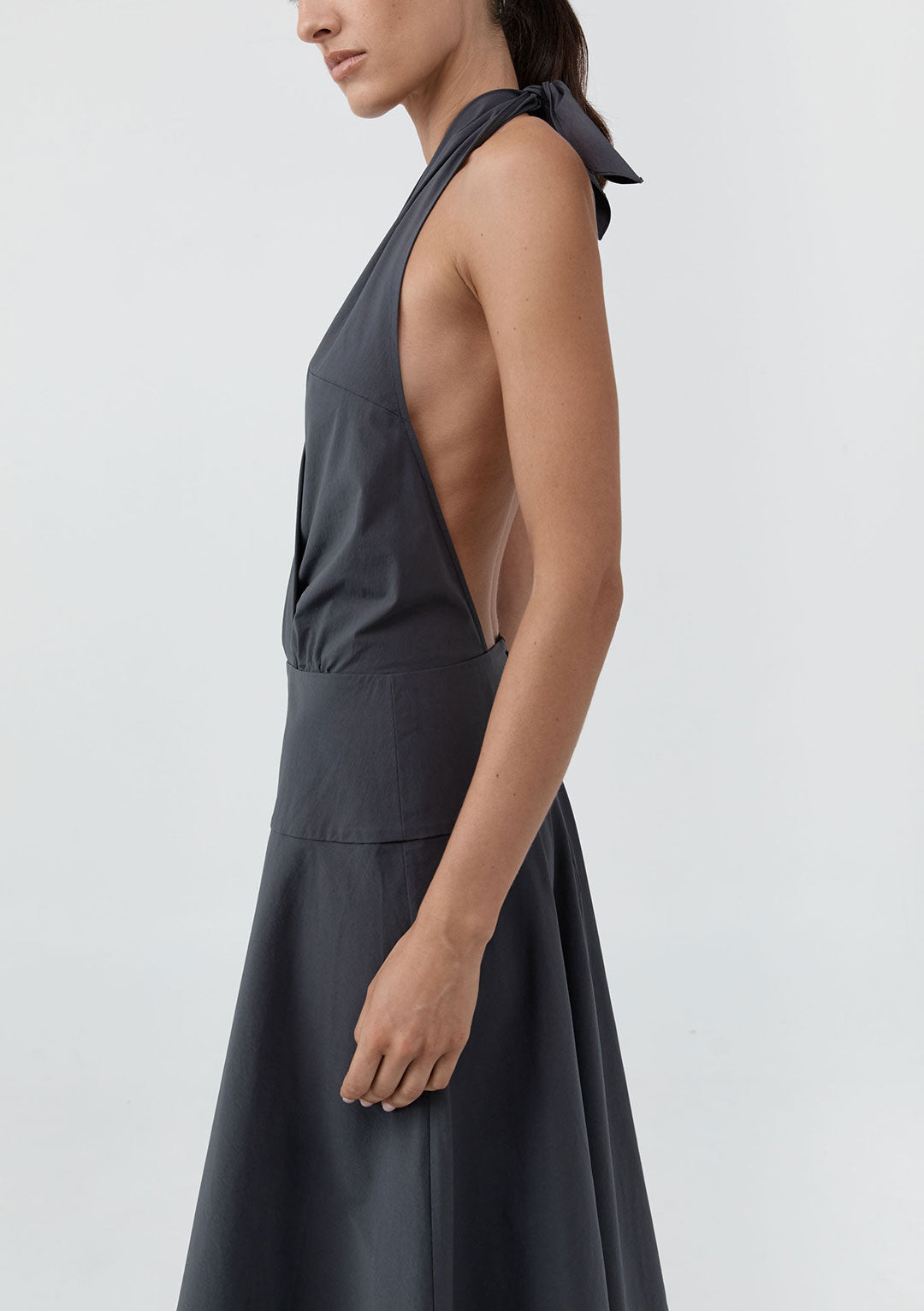 ST AGNI HALTER CIRCLE HEM DRESS IRON GLAZE