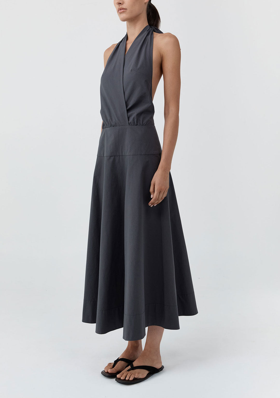 ST AGNI HALTER CIRCLE HEM DRESS IRON GLAZE