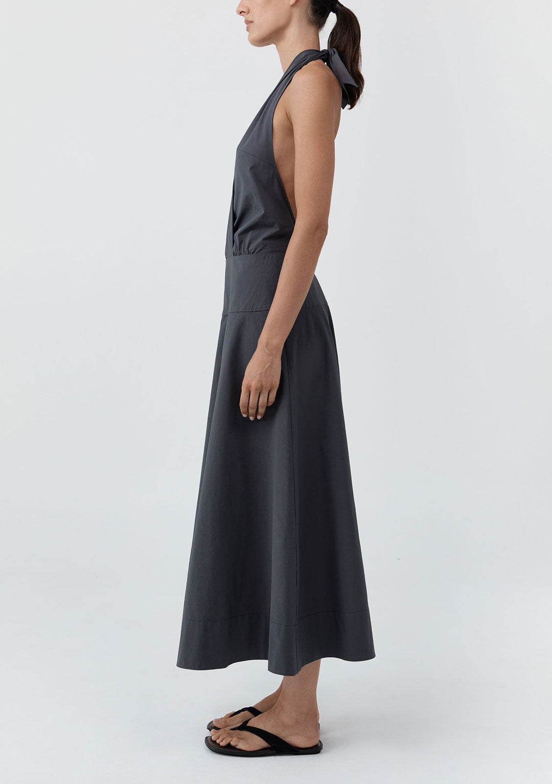 ST AGNI HALTER CIRCLE HEM DRESS IRON GLAZE