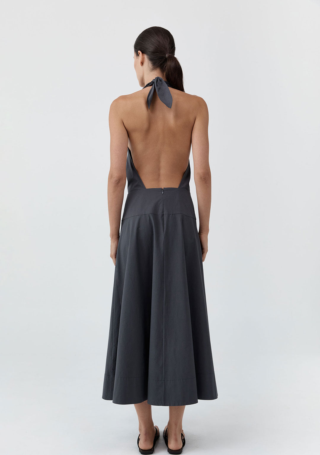 ST AGNI HALTER CIRCLE HEM DRESS IRON GLAZE