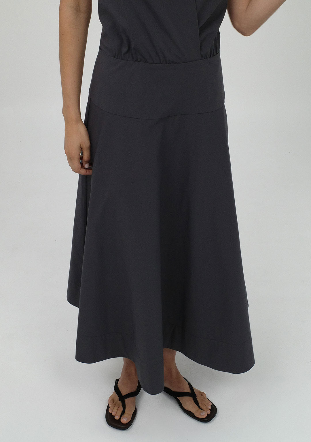 ST AGNI HALTER CIRCLE HEM DRESS IRON GLAZE