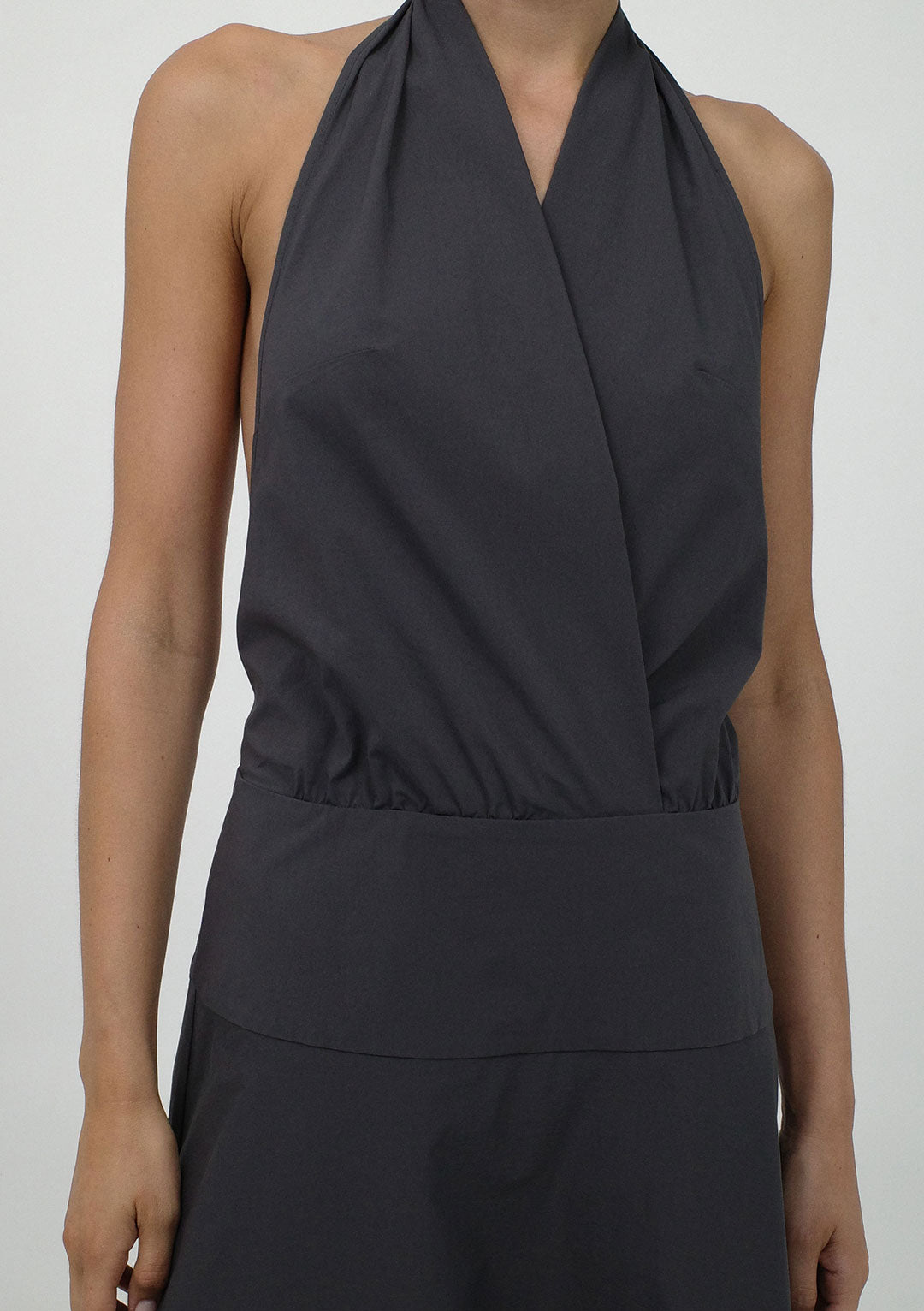 ST AGNI HALTER CIRCLE HEM DRESS IRON GLAZE