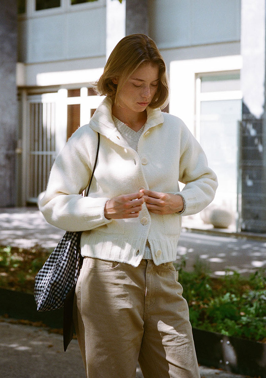 NOTHING WRITTEN MARRIE SOFT POCKET CARDIGAN CREAM