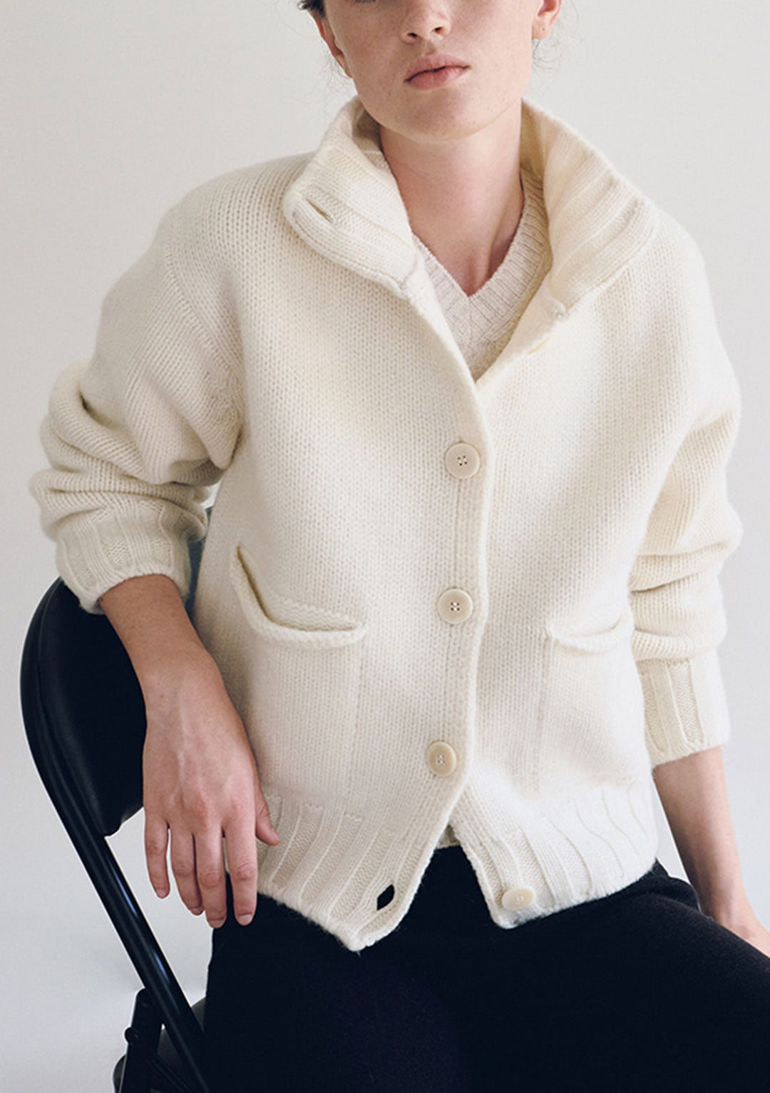 NOTHING WRITTEN MARRIE SOFT POCKET CARDIGAN CREAM