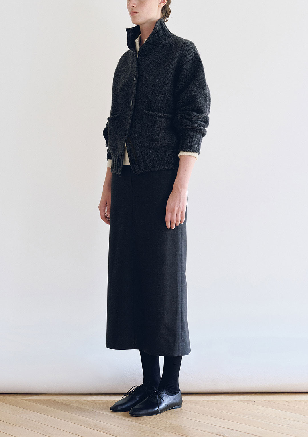 NOTHING WRITTEN MARRIE SOFT POCKET CARDIGAN CHARCOAL